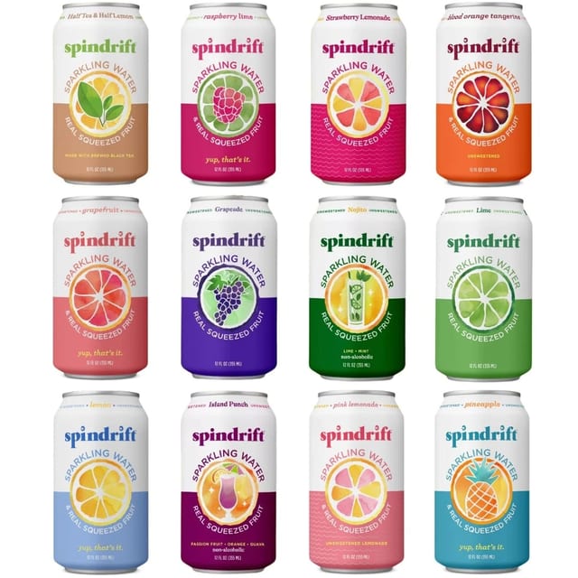 Flavored Spindrift Seltzers.