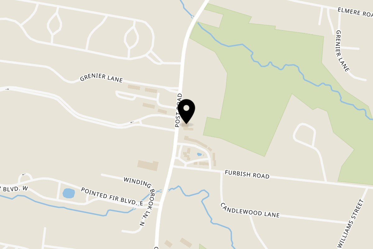Map showing the location of For the Love of Food + Drink on 411 Post Rd in Wells